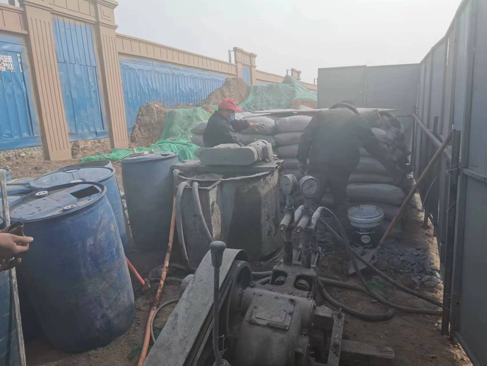 沙湖原种场房屋下沉注浆